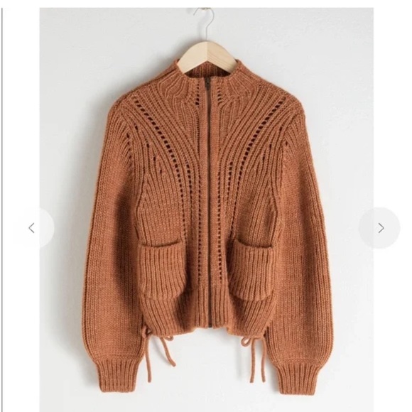 & other stories zip cardigan brown chunky size US small - Picture 4 of 16